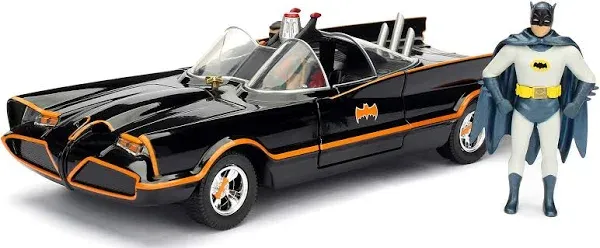 JADA 98259 METALS CLASSIC TV SERIES 1966 BATMOBILE 1/24 with BATMAN ROBIN FIGURE