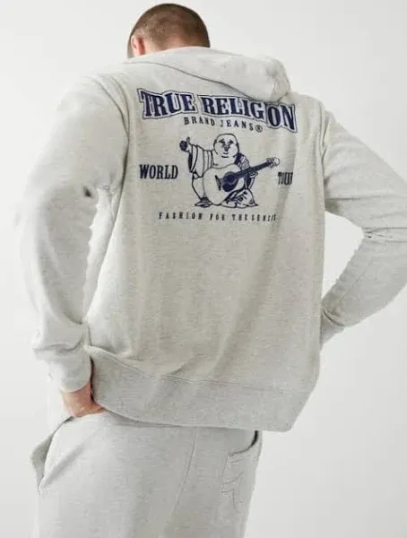 True Religion Men's Classic Logo Zip-Up Hoodie - True Navy