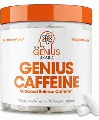 Genius Caffeine Pills 100mg, Extended-Relea<wbr/>se Microencapsula<wbr/>ted Caffeine Pills -