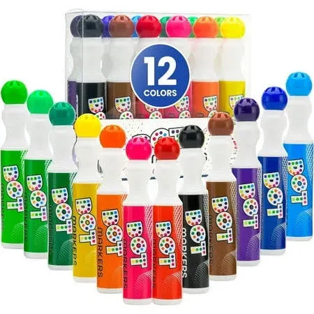 Darice Washable Dot Markers for Toddlers, 12 Colors (40ml 1.35oz) Paint...