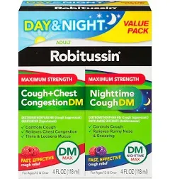 Robitussin Day &amp; Night Max Strength Cough + Chest 8 Fl Oz Total Exp 04/24