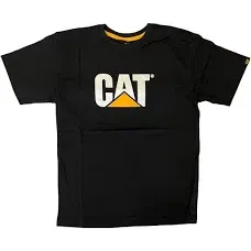 CAT Shirt Mens XL Trademark Logo Workwear Short Sleeve Black T