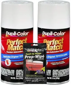 Duplicolor White Pearl Exact-Match Automotive Paint Compatible with Toyota Vehicles - 8 oz,Bundles with Prep Wipe (3 Items)