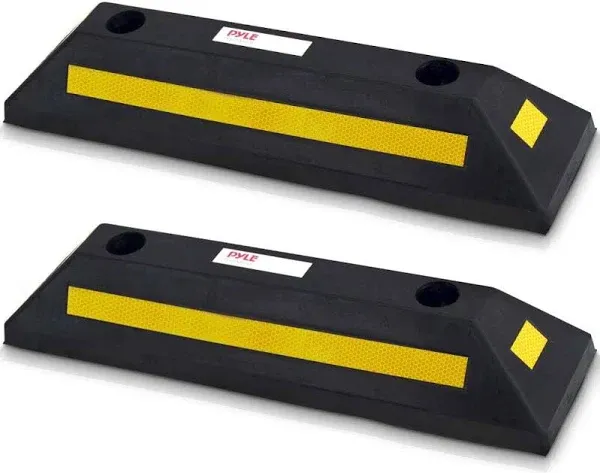 Pyle Pcrstp11 22 inch Vehicle Driveway Parking Spot Wheel Guide Stop (2 Pack)