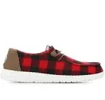 Hey Dude Wendy Buffalo Plaid Red Black Shoes Slip On Women's Size 10 NEW In BOX