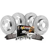 Power Stop K6375-36 Front and Rear Z36 Truck & Tow Brake Kit, Carbon Fiber Ceramic Brake Pads and Drilled and Slotted Brake Rotors For Ford Explorer Flex Taurus MKS