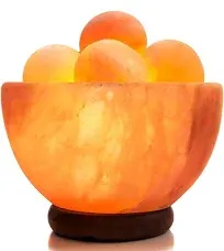 Natural Himalayan Rock Sea Salt Lamp Bowl With 6 Heated Salt Massage balls St...