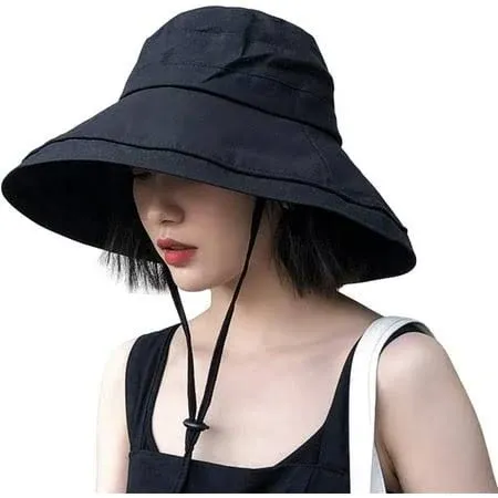 TEWTTY Wide Brim Adult Bucket Hat Upf50+ Protection Travel Beach Sun Hat with Semi-Rigid Adjustable Foldable Brim