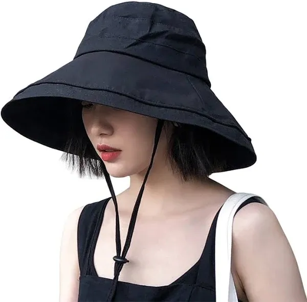 Wide Brim Bucket Hat - UPF50+ Protection Travel Beach Sun Hat with Semi-Rigid Adjustable Foldable Brim