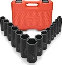 NEIKO 02476A 1/2&#034; Impact Socket Set, 14 Piece 6 Point Impact Set, Standard Im...