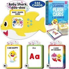 Baby Shark Flash Cards for Toddlers 2-4 Years | Sensory Toys for Autism and Autistic Non-Verbal Kids Ages 2 3 4 5 6 | Speech Therapy Learning Toys with Music, Phrases, ABC, Numbers, Sight Words