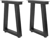 16 Inch Bench Legs, Trapezoid Metal Coffee Table Legs, Set of 2, Black