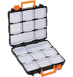 EMENTOL Tool Organizer Box with 16 Compartments, Durable Plastic Storage Box, Pa