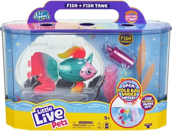 NEW Little Live Pets Lil Dippers EXCLUSIVE Unicorn Fish &amp; Tank Christmas Gift