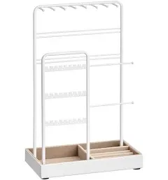 SONGMICS Jewelry Holder with Metal Frame and Velvet Tray