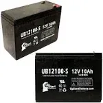 2x Pack UpStart Battery Replacement for Neuton Mowers CE5 Battery - Ub12100-s Universal Sealed Lead Acid Battery 12V, 10Ah, 10000mAh, F2 Terminal, Ag