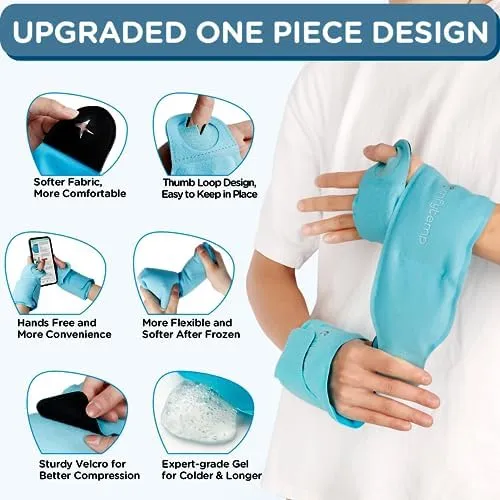 Wrist Ice Pack Wrap for Carpal Tunnel Relief, FSA HSA Approved, Wrist Brace for