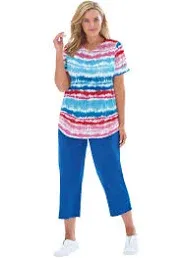 Woman Within Plus Size Women's Two-Piece V-Neck Tunic & Capri Set