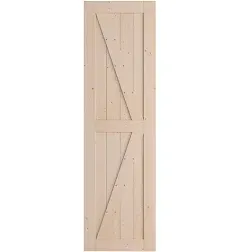 SmartStandard 32in x 84in Sliding Barn Wood Door Pre-Drilled Ready to Assemble, DIY Unfinished Solid Spruce Wood Panelled Slab, Interior Single Door Only, Natural, K-Frame (Fit 6FT Rail)