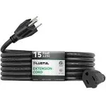 Plugtul Outdoor Extension Cord Waterproof 163 Gauge Black Heavy Duty 3 Prong Extension Cord