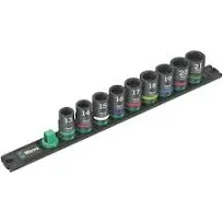 Wera Impact Socket Set 1/2" Drive on Magnetic Socket Rail C Impaktor 1 Zyklop 9 Pieces Metric 13-21mm