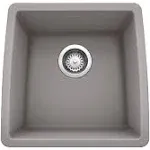 Blanco 440082 Performa SILGRANIT Single Bowl Undermount Bar Sink 17 1/2" x 17" Metallic Gray