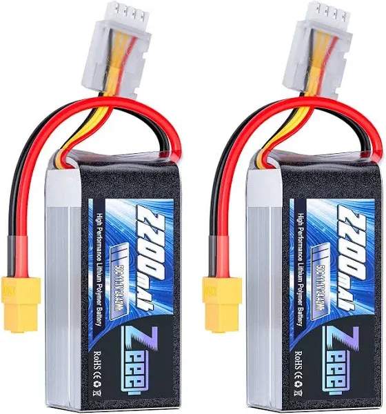 Zeee 3S 2200mAh Lipo Battery 11.1V 50C Shorty Pack Battery with XT60 Plug for RC Car Truck RC Vehicles Boat Drone RC Airplane Quadcopter Helicopter FPV Racing Hobby Models(2 Pack)