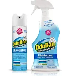 Odoban Ready-to-Use Disinfectant and Harsh Aroma Eliminator, Set of 2, 14.6 Ounce 360-Degree Continuous Spray Fabric/Air Freshener and