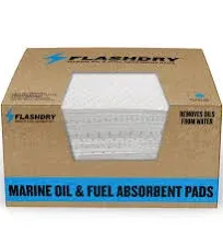 Marine Oil & Fuel Spill Absorbent Pads - 100-Count Box, 17.5” x 13.5”, Water Repellent, Effective Spill Control, Marine Protection, High-Performance, Eco-Friendly, Tear Resistant