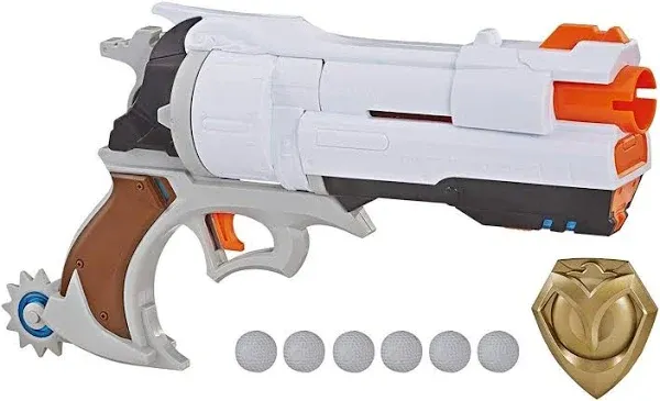 Nerf Overwatch McCree Rival Blaster with Die Cast Badge & 6 Overwatch Rival Rounds