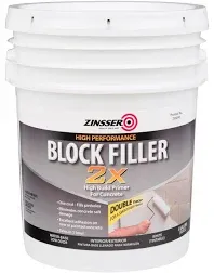 White, Zinsser Block Filling 2x Flat Primer- 293248, 5 Gallon- 1 Pack