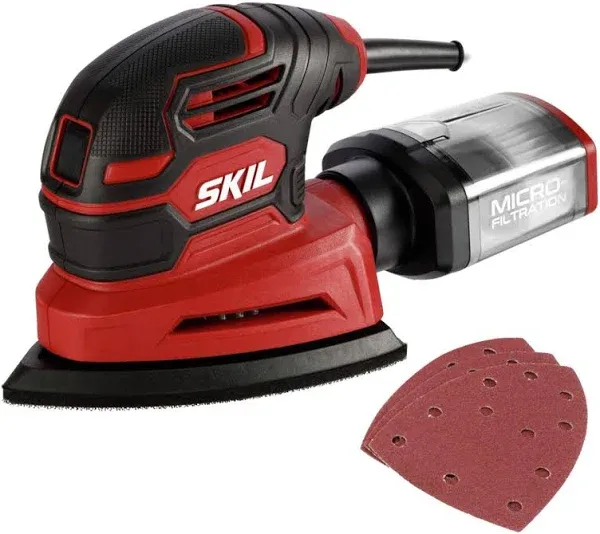 SKIL Corded Detail Sander, Includes 3pcs Sanding Paper and Dust Box USA