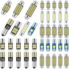 Tallew 42 Pieces Interior Car Lights Led Dome Light 28 mm 31 mm 36 mm 41 mm BA9S T5 T10 Led Bulb Kit Led Dome Light for Car Interiors Map Dome Trunk C