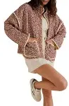 NEW Free People Chloe Floral Quilted Maroon Combo Jacket M