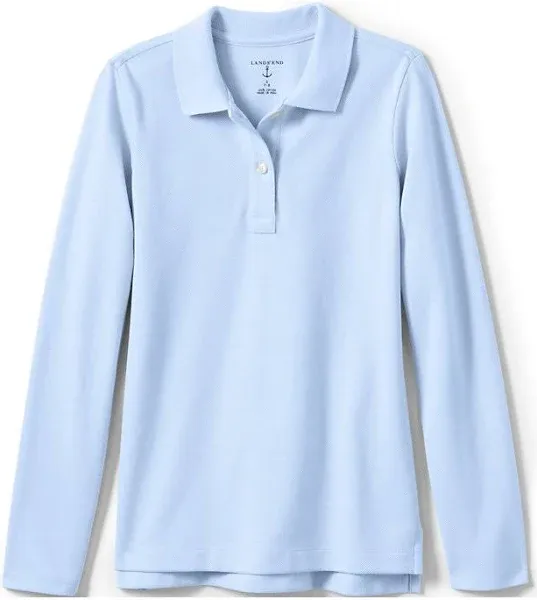 Lands' End Girls Long Sleeve Feminine Fit Mesh Polo Shirt