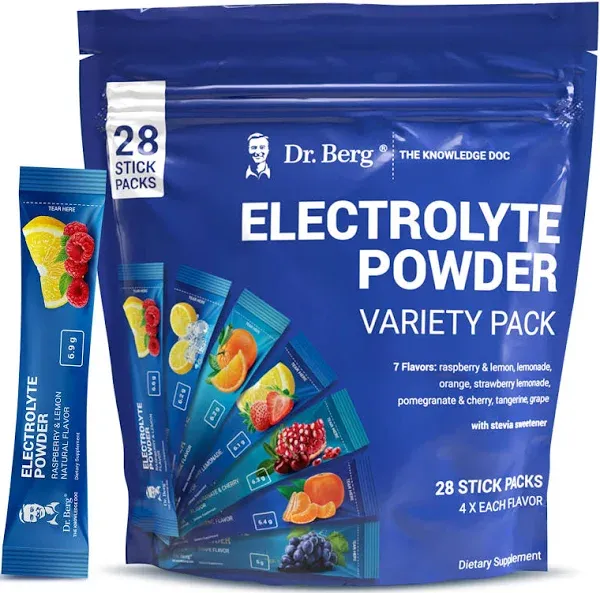 Dr. Berg Sugar Free Electrolyte Powder Packets (Variety Pack) Daily Electrolyte