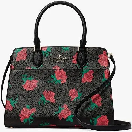 Kate Spade Madison Rose Toss Printed Leather Satchel