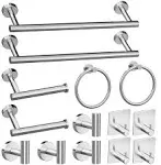 Cilee14 Piece Adjustable Brushed Nickel Bathroom Hardware Set, Adjustable Double Towel Bar+Stainless Steel Toilet Paper Holder+Towel Ring+Robe Hook，SUS304 Stainless Steel Bathroom Accessories Set