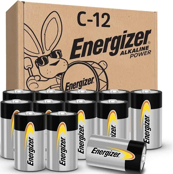 Energizer C Batteries, C Cell Long-Lasting Alkaline Power Batteries (12 Pack)