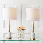 JONATHAN Y 27&#034; Incandescent LED Table Lamp Marble/Crystal Brass/White (Set of 2)