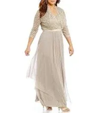 R&M Richards Women's 2 Piece Lace Mother Of the Bride Dress and Shrug Set