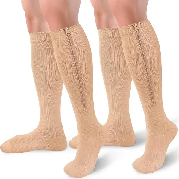 Compression Socks Toe Open Leg Support Stocking Knee High Socks with Zipper