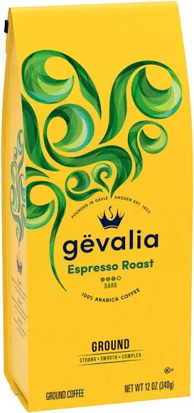 Gevalia Espresso Dark Roast 100% Arabica Ground Coffee (12 oz Bag)