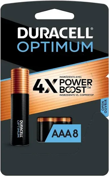 Duracell Optimum Batteries, Alkaline, AAA, 1.5 V - 4 batteries