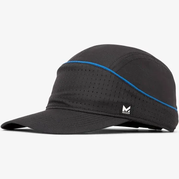 MISSION Cooling Racer Hat, Black/Mission Blue - Unisex Baseball Cap for Men & Women - Lightweight & Adjustable - Cools Up to 2 Hours - UPF 50 Sun Protection - Machine Washable