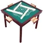 MJTABLE Wooden Mahjong Table, 35" Folding Square Card Tables, Wear-Res