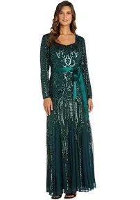 R&M Richards Womens Godet Maxi Evening Dress