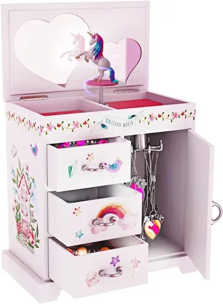 Unicorn Musical Jewelry Box for Kids Unicorn Gifts for Girls Ages 3-8 Best Princess Room Unicorn Toys Gift for Age 3