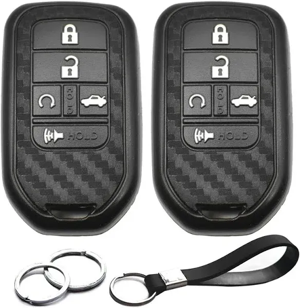 2pcs Compatible with Honda Passport CR-V Accord Pilot Civic HR-V Insight Carbon Fiber Looks Key Fob Cover Case Key Chain Protector Keyless Remote Holder