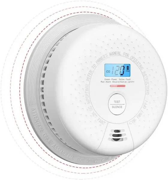 X-Sense 10-Year Battery Smoke and Carbon Monoxide Detector with LCD Display, Dual Sensor Smoke and CO Alarm, Auto-Check, SC08, 1-Pack